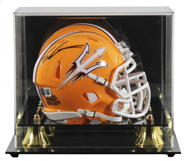 Arizona State Sam Leavitt Signed Gold Speed Mini Helmet W/ Case BAS Witnessed