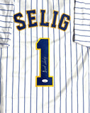 Brewers Hall of Famer BUD SELIG Signed Custom Replica Pin Stripe Jersey AUTO JSA