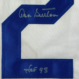 Framed Autographed/Signed Don Sutton HOF 98 33x42 LA White Jersey JSA COA