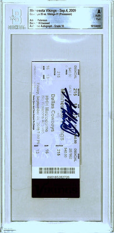 Adrian Peterson Signed Minnesota Vikings Ticket Stub 09/04/09 Becket Slab 43236