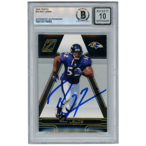 Ray Lewis Autographed 2005 Donruss Zenith #10 Trading Card Beckett 53004