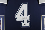 Dak Prescott Autographed Pro Style Sz XL Blue Framed Jersey 35x43 Beckett 57308