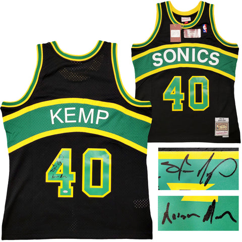 SONICS SHAWN KEMP AUTOGRAPHED BLACK AUTH M & N JERSEY L REIGN MAN MCS 203430