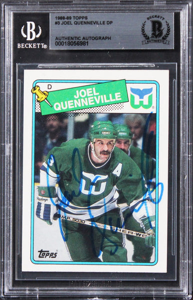 Whalers Joel Quenneville Authentic Signed 1988 Topps #3 Card BAS Slabbed
