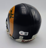 Tom Mack Autographed Los Angeles Rams Mini Helmet Inscribed "HOF 99" -- BAS COA