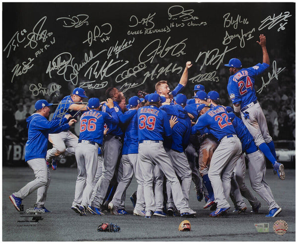 2016 Chicago Cubs Team Signed 2016 WS Spotlight 16x20 Photo (24 Sigs) - (SS COA)