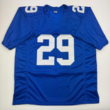 Autographed/Signed Tyrone Tracy Jr. New York Blue Football Jersey Beckett COA