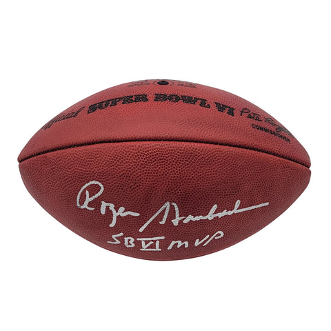 Roger Staubach Signed Cowboys Super Bowl VI Football SB VI MVP Beckett Witness