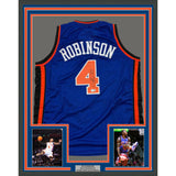 Framed Autographed/Signed Nate Robinson 35x39 New York Blue Jersey Beckett COA