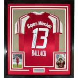 Framed Signed Michael Ballack 35x39 Bayern Munich Jersey Beckett COA
