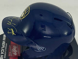 Milwaukee Brewers BRANDON WOODRUFF Signed Rawlings BLUE Mini Helmet AUTO - BAS