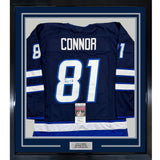 Framed Autographed/Signed Kyle Connor 35x39 Winnipeg Blue Jersey JSA COA