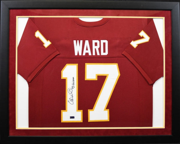 CHARLIE WARD SIGNED FLORIDA STATE SEMINOLES #17 FRAMED JERSEY W/ 93 HEISMAN