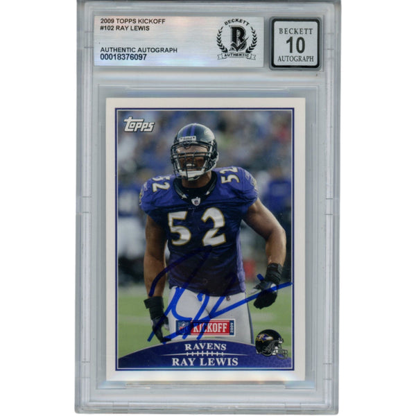Ray Lewis Autographed 2009 Topps Kickoff #102 Trading Card Beckett 52956