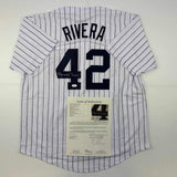 Autographed/Signed Mariano Rivera New York Pinstripe Baseball Jersey JSA COA/LOA