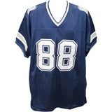 Michael Irvin Autographed/Signed Pro Style XL Blue Jersey Beckett 38861