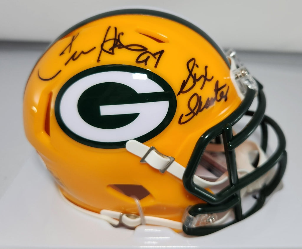 Packers Great TIM HARRIS Signed Riddell SPEED Mini Helmet W/ 6 SHOOTER ...