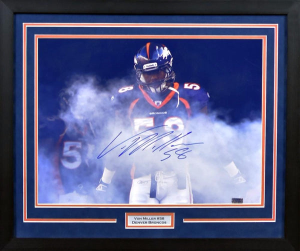VON MILLER AUTOGRAPHED DENVER BRONCOS 16x20 FRAMED PHOTO COA