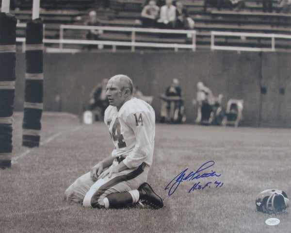 Y.A. Tittle Signed/Inscribed New York Giants 16x20 B/W Photo JSA 212561