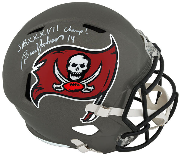 Brad Johnson Signed Buccaneers Riddell F/S Speed Rep Helmet w/Champs - (SS COA)