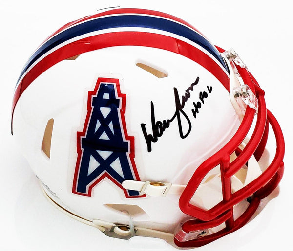 Warren Moon Signed Houston Oilers Mini Helmet (Beckett) 9xPro Bowl Quarterback