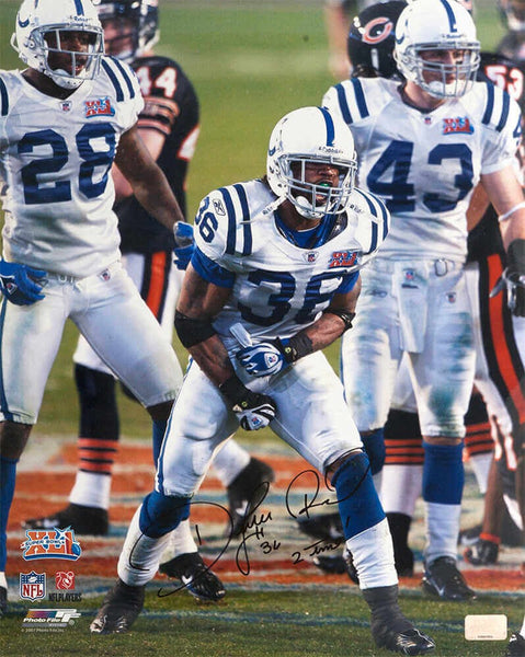 Dexter Reid Signed Colts Blue Jersey Action 16x20 Photo w/2-Time -(SCHWARTZ COA)