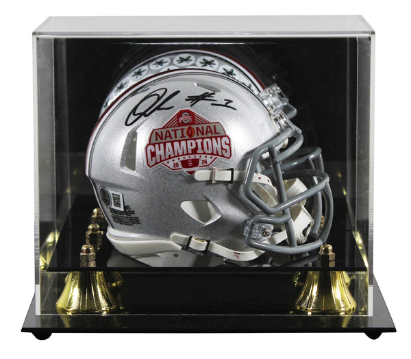 OSU Quinshon Judkins Signed 2024 National Champs Speed Mini Helmet W/ Case BAS W