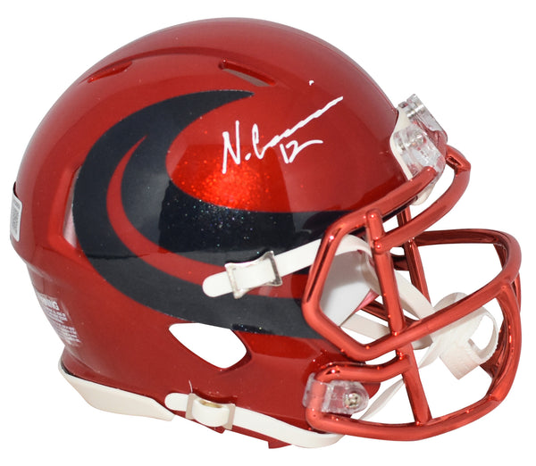 NICO COLLINS AUTOGRAPHED HOUSTON TEXANS 2024 RED SPEED MINI HELMET BECKETT