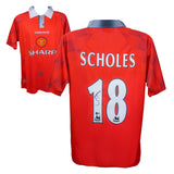 Paul Scholes Signed Manchester United Soccer Jersey #18 with Beckett Witness