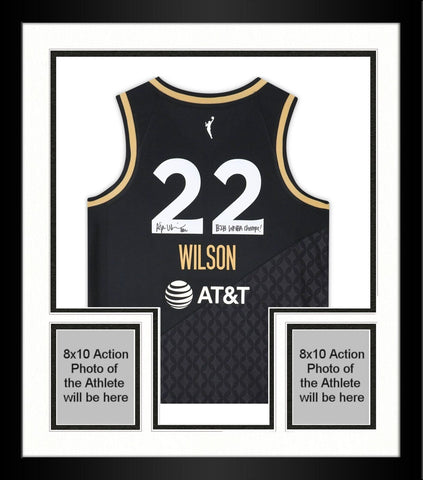 FRMD A'ja Wilson Aces 2023 WNBA Finals Champ Signed Nike Rebel Edition w/Insc