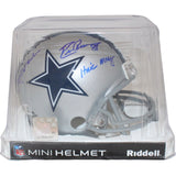 Roger Staubach Drew Pearson Signed Dallas Cowboys Mini Helmet Beckett 43049