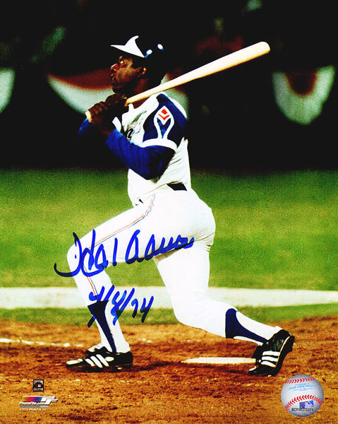 Hank Aaron Signed Atlanta Braves 715th HR 8x10 Photo w/4-8-74 - SCHWARTZ