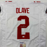 Autographed/Signed Chris Olave Ohio State White College Football Jersey JSA COA