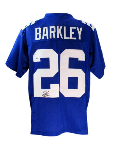Saquon Barkley Signed Blue Custom Football Jersey New York Giants Beckett 186597