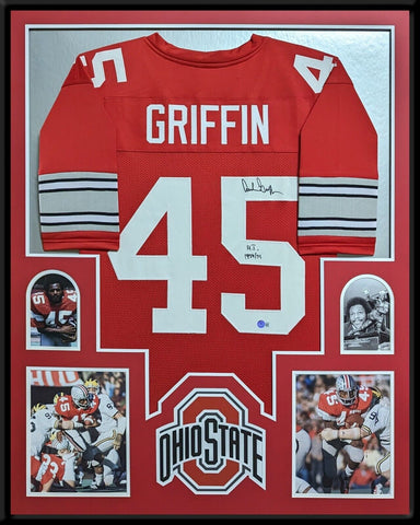 FRAMED OHIO STATE BUCKEYES ARCHIE GRIFFIN SIGNED INSCRIBED JERSEY BECKETT HOLO