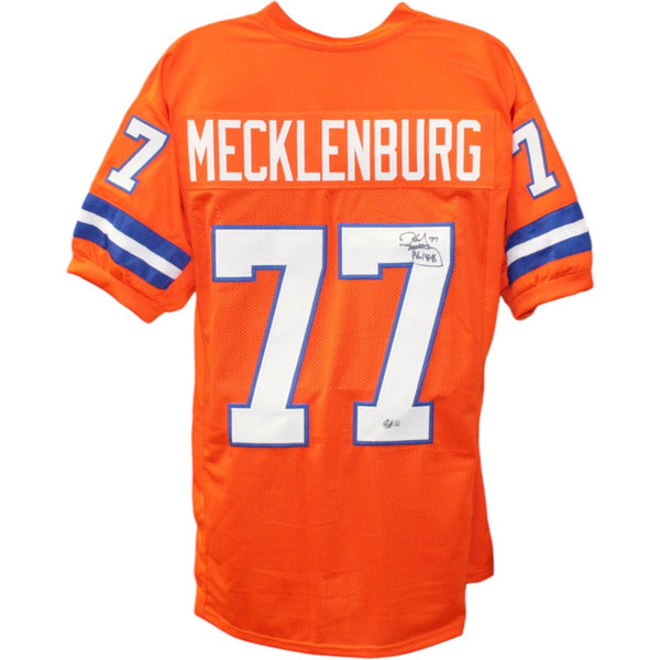 Karl Mecklenburg Autographed/Signed Pro Style Orange Jersey Beckett 31933