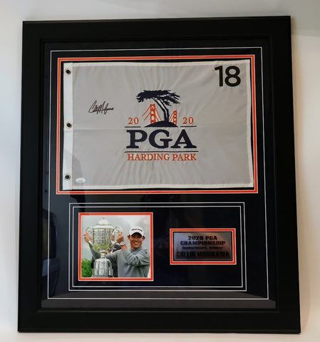 Collin Morikawa Autographed PGA Championship Flag - Framed Display - JSA COA