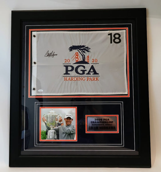 Collin Morikawa Autographed PGA Championship Flag - Framed Display - JSA COA