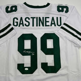 Autographed/Signed Mark Gastineau New York White Football Jersey JSA COA
