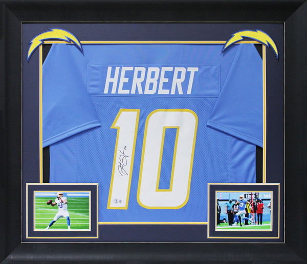Justin Herbert Authentic Signed Powder Blue Pro Style Framed Jersey BAS Witness
