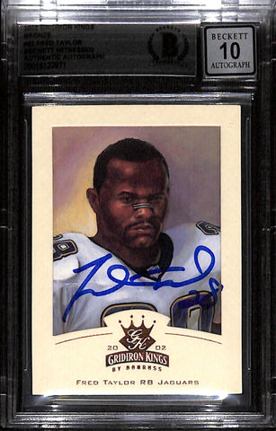 Fred Taylor Signed '02 Gridiron Kings Bronze #42 Grade 10 Card Beckett 43885