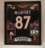 Ed McCaffrey Autographed Denver Broncos Navy Jersey in Deluxe (34"x40) Framing