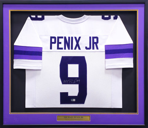 WASHINGTON MICHAEL PENIX JR. AUTOGRAPHED FRAMED WHITE JERSEY BECKETT 234601