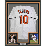 Framed Signed Miguel Tejada 35x39 Baltimore White Jersey Beckett COA