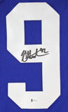 Michael Strahan Authentic Signed Blue Pro Style Framed Jersey BAS Witnessed