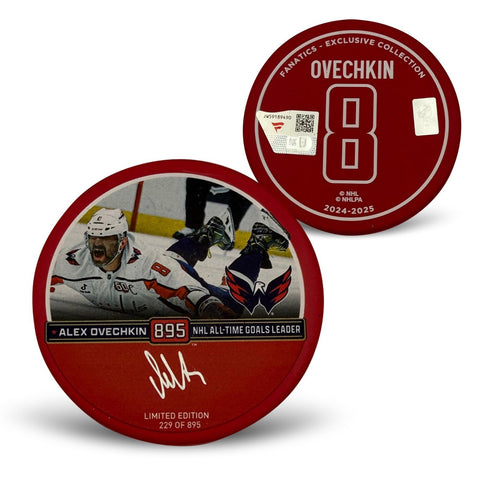 Alexander Ovechkin Autographed Washington Capitals Hockey Puck 895 Goal Fanatics