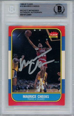 Maurice Cheeks Autographed 1986 Fleer #16 Trading Card Beckett 43902