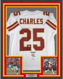 Framed Signed Jamaal Charles 35x39 Kansas City White Jersey JSA COA