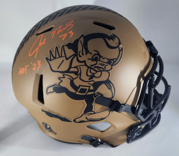 Browns JOE THOMAS Signed Full Size 2023 SALUTE Replica Helmet AUTO w/ HOF '23