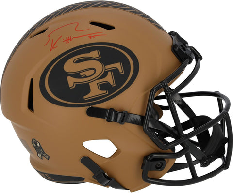 George Kittle 49ers Signed Riddell 2023 Salute to Service Speed Replica Helmet